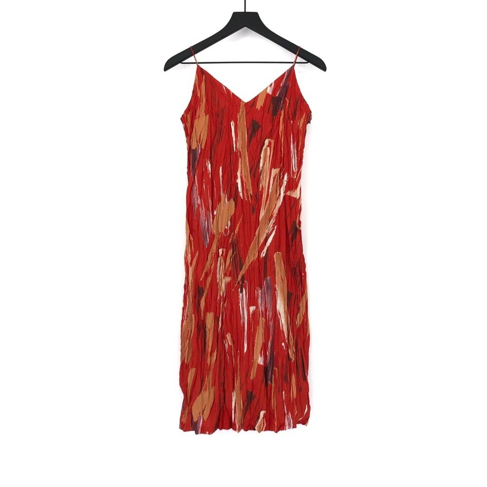 SNIDEL Crinkle Midi Dress Red Orange Cream S